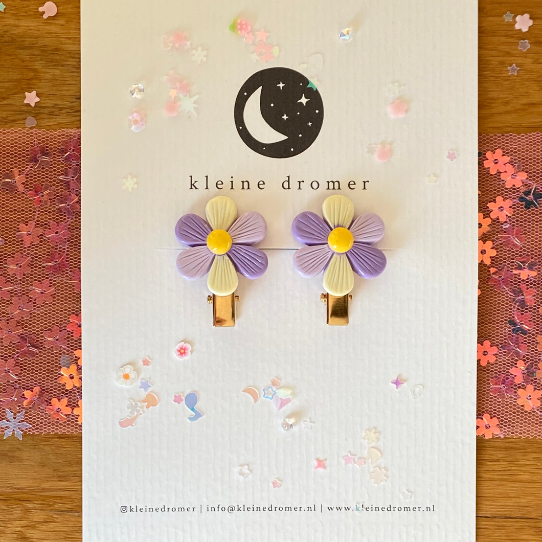 Haarclipjes Bloemen - lila/paars/geel