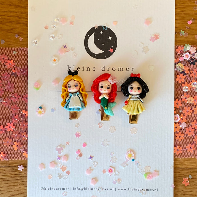 Haarclipjes Prinsessen Disney - Alice, Ariël & Sneeuwwitje