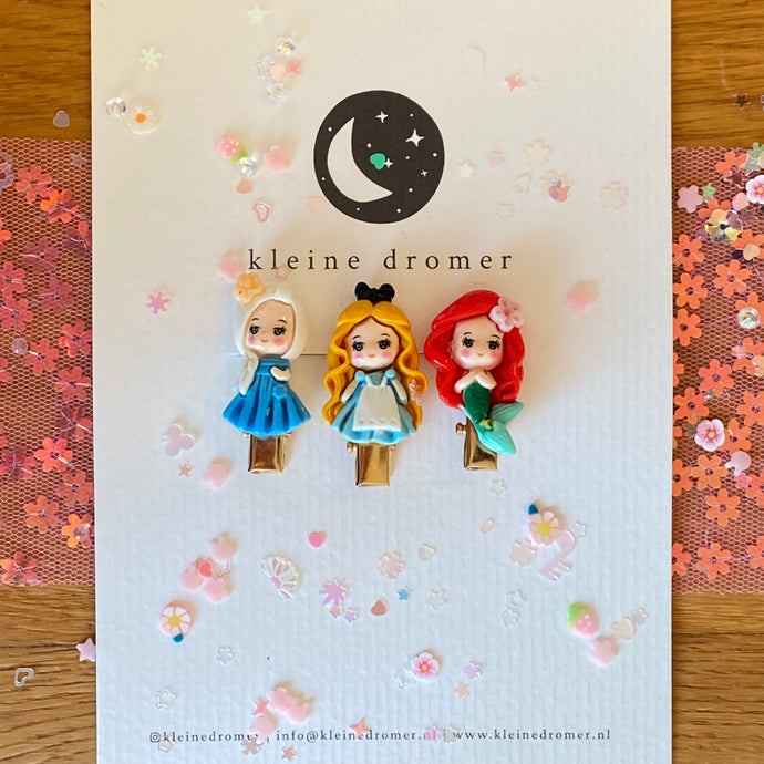 Haarclipjes Prinsessen Disney - Elsa, Alice & Ariël