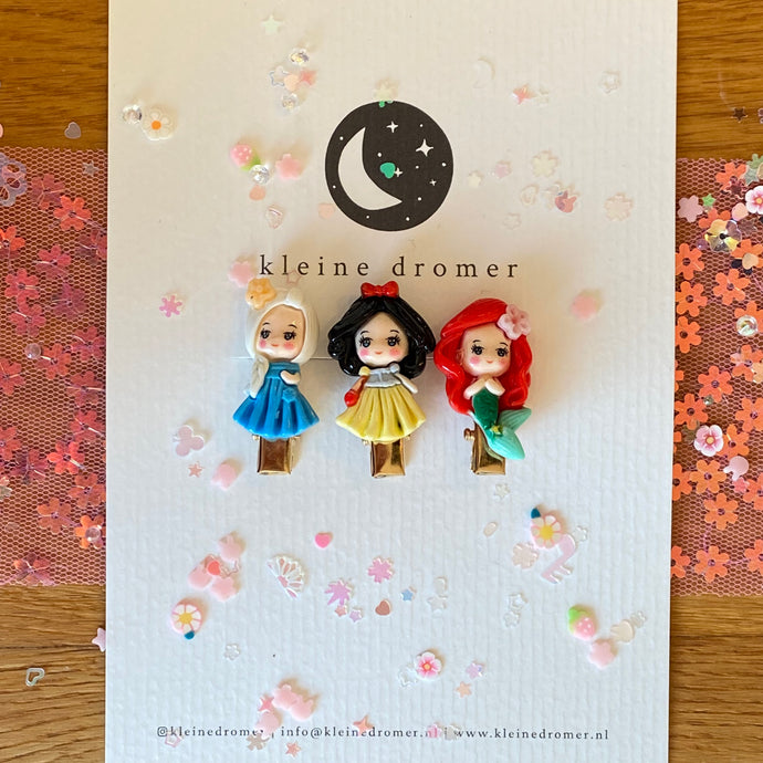 Haarclipjes Prinsessen Disney - Elsa, Sneeuwwitje & Ariël