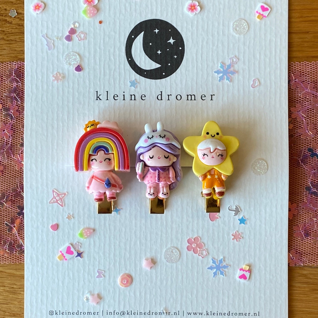 Haarclipjes - Regenboog, Konijntje & Ster
