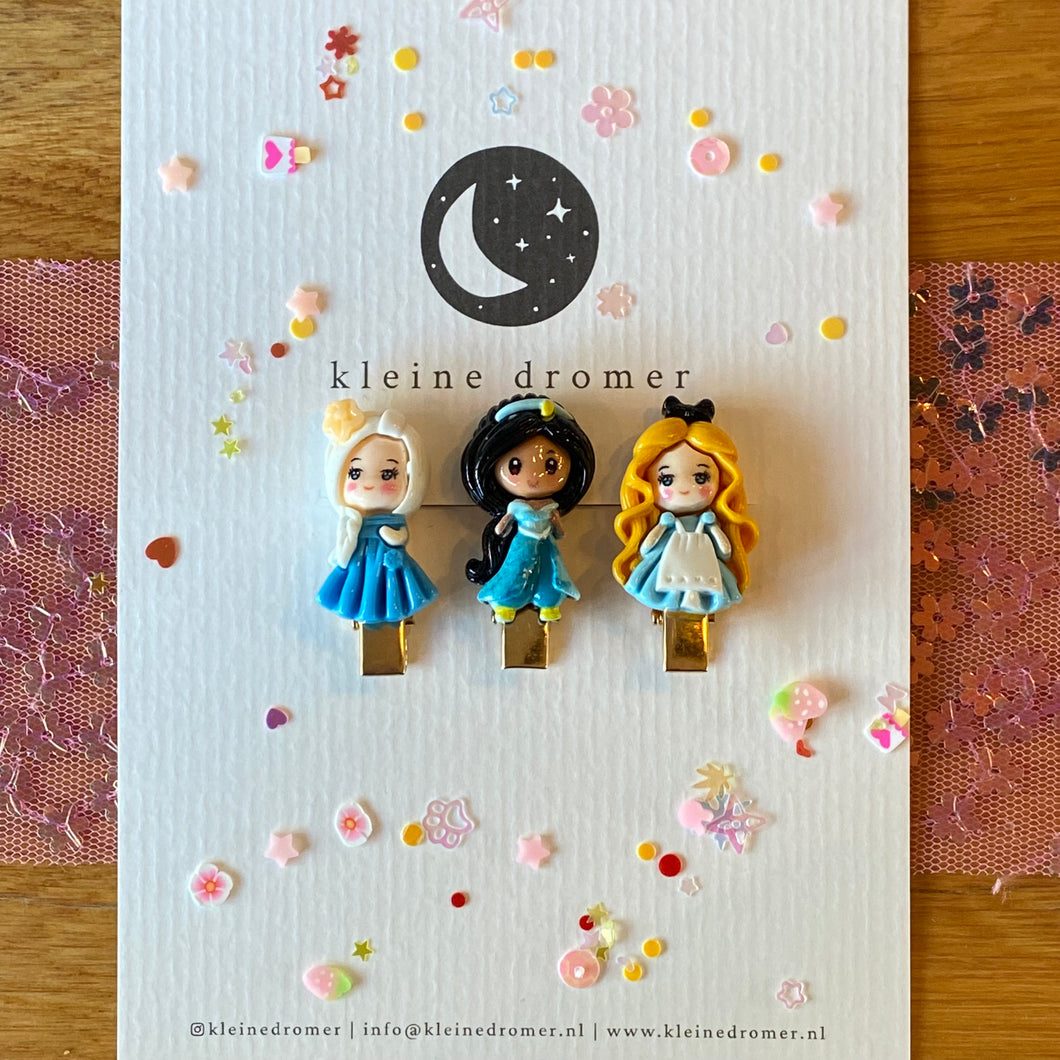 Haarclipjes Disney Prinsessen  - Elsa, Jasmine & Alice