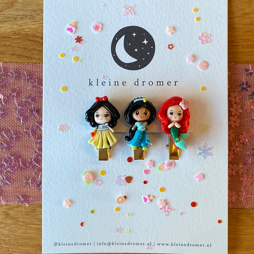 Haarclipjes Disney Prinsessen  - Sneeuwwitjes, Jasmine & Ariël